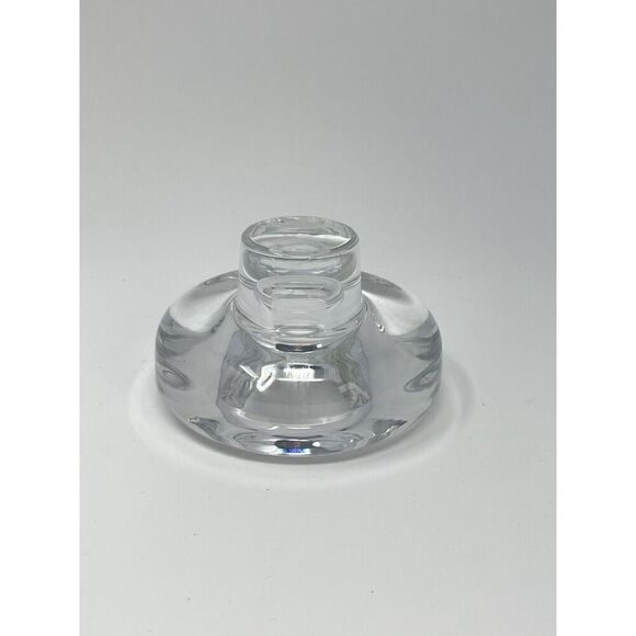 Dansk Lead Crystal Candle Taper Holder Heavy MCM Round 2.5” Tall 3.75” Wide - Picture 7 of 8